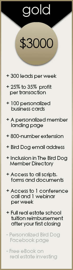 Gold Membership - The Bird Dog Real Estate Investment and Short Sale Program with The Short Sale Gal Kristine Zelazo