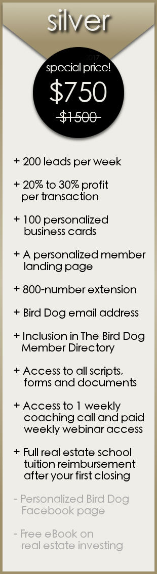 Silver Membership - The Bird Dog Real Estate Investment and Short Sale Program with The Short Sale Gal Kristine Zelazo